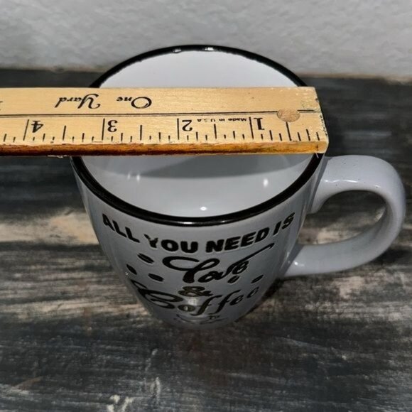 "All You Need Is Love & Coffee" Ceramic Mug 12 Oz Dishwasher Safe - Picture 4 of 5